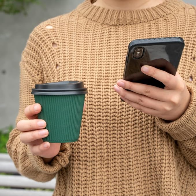 Restaurantware 8 Ounce Double Wall Disposable Coffee Cups, 500 Insulated Forest Green Paper Tumblers with Ripple Wall Design, Lids Sold Separately for Hot Drinks like Tea, Hot Chocolate and More