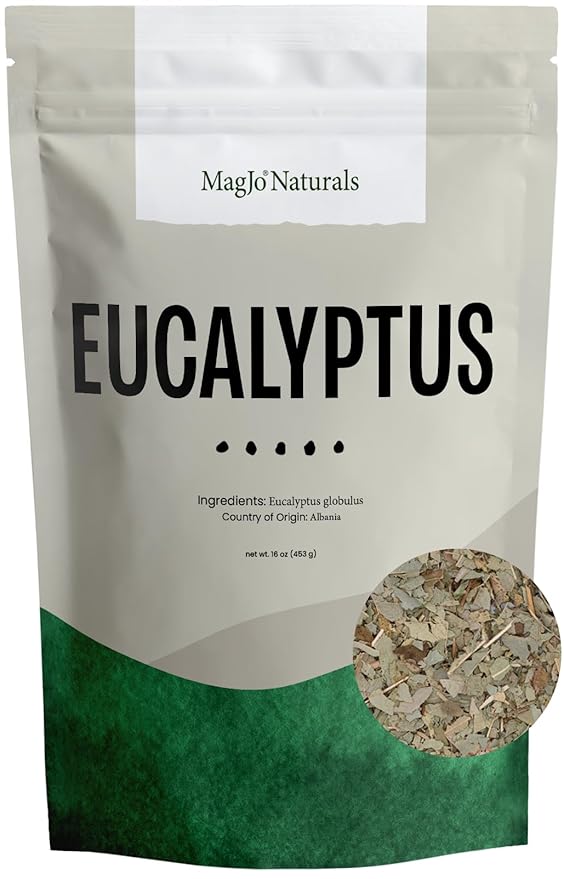 MagJo Naturals Dried Eucalyptus Leaf Cut & Sifted (16 Oz) Herbal Tea, Packaged in the USA with Resealable Bag