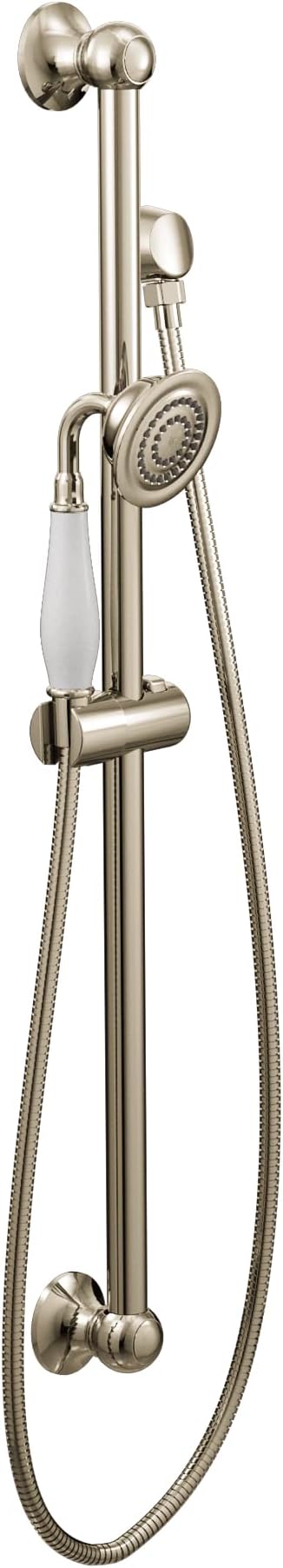 Moen S12107EPNL Weymouth Traditional Eco-Performance Handshower Handheld Shower with 30-Inch Slide Bar and 69-Inch Metal Hose, Polished Nickel