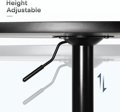 Athena Collection Bar Table Modern Round Cocktail Table Height Adjustable, Tall Bistro Pub Table with Sturdy Base, Suitable for Home, Kitchen, Pub, Restaurant, Black