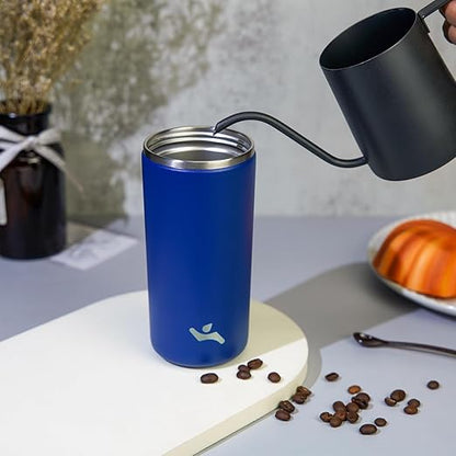 Tumbler with Lid, 12 oz Travel Coffee Mug Double Wall Vacuum Stainless Steel Thermal Metal Cup Insulated Water Bottle,Sapphire