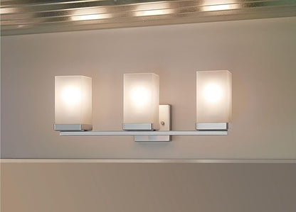 Moen YB8863BN 90 Degree 3-Light Dual-Mount Bath Bathroom Vanity Fixture with Frosted Glass, Brushed Nickel