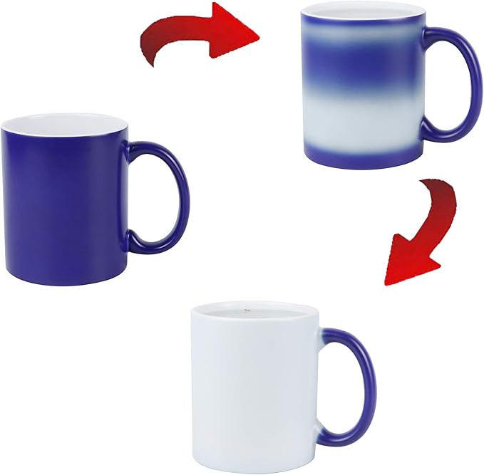 11oz Color Changeable Sublimation Mug 3 Assorted Colors Black, Blue and Red, Packed in White Box, Case of 24