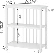 FOLUBAN Small Bookshelf, Modern 3 Tier Book Shelf, Wood and Metal Bookcase for Home Office Living Room Bedroom, White Oak