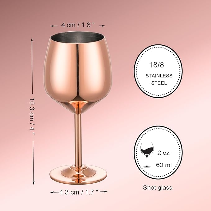 Shot Glasses, 2 oz Shot Glass Set, Stainless Steel Shot Glasses, Mini Wine Glass Perfect for Tasting Brandy,Suitable for family dinner party, party supplies, bar tools, gifts(set of 2)