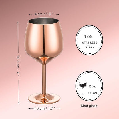 Shot Glasses, 2 oz Shot Glass Set, Stainless Steel Shot Glasses, Mini Wine Glass Perfect for Tasting Brandy,Suitable for family dinner party, party supplies, bar tools, gifts(set of 2)