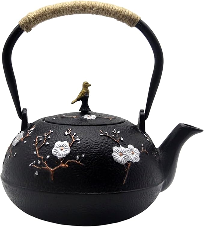 Cast Iron Kettle Teapot, Japanese Style Tetsubin, Cast Iron Tea Kettle with Stainless Steel Infuser for Loose Tea, Internal Enamel Iron Tea Pots for Stovetop Safe(40.2oz/1200ml)