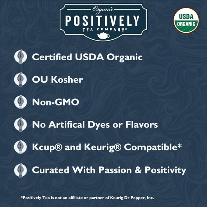 Organic Positively Tea Company, Decaf English Breakfast Black Tea, K-Cup Compatible, 24 Pods