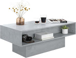 Load image into Gallery viewer, LED Coffee Table with Storage, Rectangular Center Table for Living Room, Modern High Glossy Farmhouse Grey Coffee Table with 16 Colors LED Lights, Wooden Living Room Table