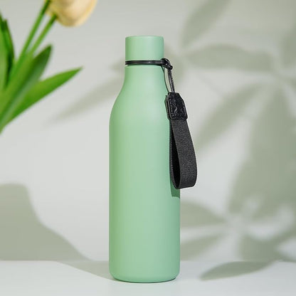 BJPKPK Insulated Water Bottles, 25 oz Stainless Steel Metal Water Bottle with Strap, BPA Free Leak Proof Jugs, Mugs, Flasks, Reusable Thermal Flasks for Sports & Travel, Macaron Green