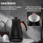 Load image into Gallery viewer, SEEDEEM Gooseneck Electric Kettle Full Touch Screen 1200W Electric Tea &amp; Coffee Kettle with Four Heating Modes Rapid Heating,±1℉ Temperature Control，Keep Warm Mode,1L Electric kettle