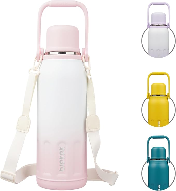 BJPKPK Insulated 50oz Thermal Water Bottle with Lid and Carry Handle Dishwasher Safe Stainless Steel Water Bottles for Outdoor,Pink Pearl
