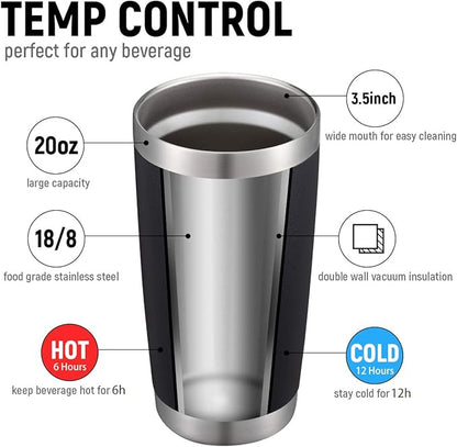 COMOOO 20oz Tumbler with Straw Stainless Steel Insulated Coffee Tumbler Cups Double Wall Vacuum Travel Coffee Mug with Splash Proof Sliding Lid for Hot Cold Drinks (Mix Color,4 Pack)