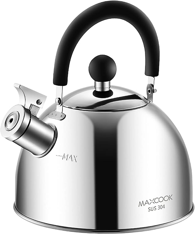 304 Stainless Steel Whistling Tea Kettle 2.1 Quart/2L, Suitable to Boiling Water & Tea on Induction Stove, Gas Stove Top
