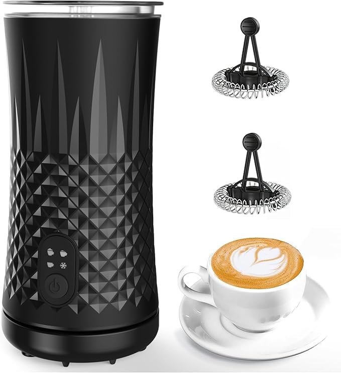 Milk Frother Electric,Flevo 4 in 1 Electric Milk Frother and Steamer,240ml Electric Milk Steamer Warmer with Two Whisks for Heating and Frothing Milk,for Coffee, Latte,Cappuccinos,Macchiato