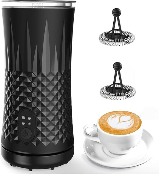 Milk Frother Electric,Flevo 4 in 1 Electric Milk Frother and Steamer,240ml Electric Milk Steamer Warmer with Two Whisks for Heating and Frothing Milk,for Coffee, Latte,Cappuccinos,Macchiato
