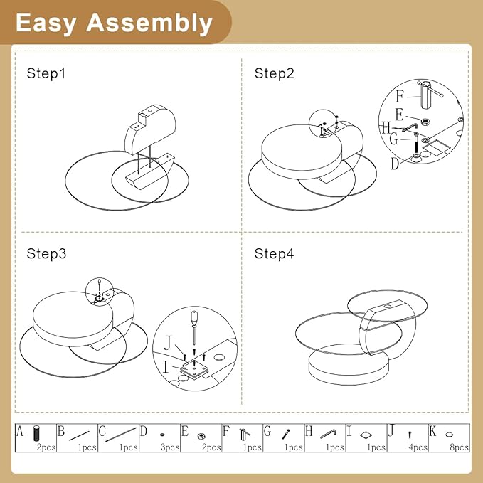 42 Inch Glass Coffee Table，Round Coffee Table with 2-Tier Tempered Glass Tabletop，Easy to Clean Circle Coffee Table with Sturdy Base for Living Room，Office （Wood-Colored Base）
