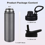 Load image into Gallery viewer, mininoo 24 oz Insulated Water Bottle with Straw Lid, Stainless Steel Double Wall Vacuum, Leak Proof, BPA Free, Keep Cold for 24H &amp; Hot for 12H(Grey)