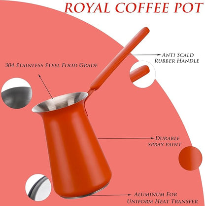 Turkish Coffee Pot - Coffee Maker, Briki Greek Turkish Pot, Arabic Tea Pot, Cezve/Ibrik Coffee Pot for Stovetop(400 ml,Serves 5)