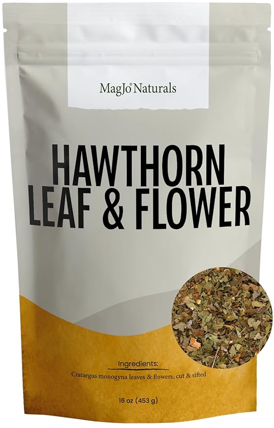 MagJo Naturals, Hawthorn Leaf and Flower (1 Pound), Wild-Crafted, Cut and Sifted, Dried Loose Leaf, Makes crisp cup of Hawthorn Tea, Hawthorne Leaves and Herb