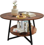 Load image into Gallery viewer, 2-Tier Circle Coffee Table with Storage Modern Circular Coffee Table 28.35in Wood Rustic Table for Living Room, Small Space, Home Office, Easy Assembly (Rustic Brown)