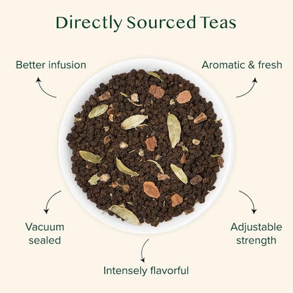 VAHDAM Earl Grey Masala Chai - High Caffeine, Non GMO, Gluten Free | Citrusy Earl Grey Tea Leaves w/ Pure Bergamot Oil | Brew Hot, Iced or Chai Latte | Vacuum Sealed Pack (50 Cups/3.53 oz)