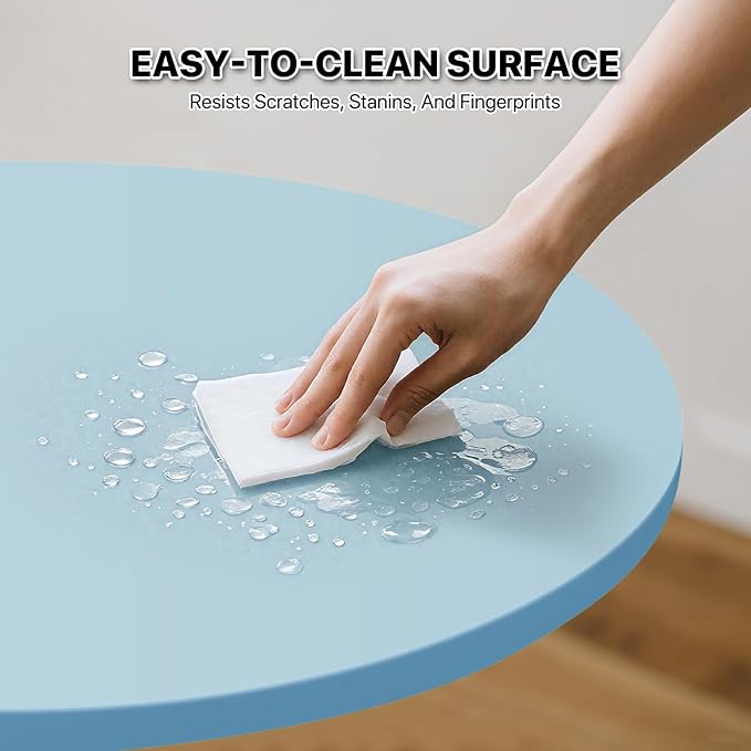 Magshion 23.5" Round Adjustable Height Bar Table, 27.5"-36" Range, 360° Swivel MDF Top Pub Table for Dining, Café, Cocktail, Blue