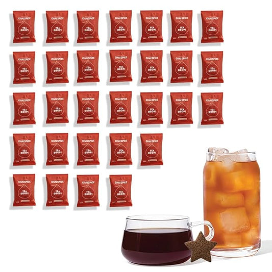 Tea Drops 30 Bulk Pack Organic Spiced Chai Bagless Tea - Loose Leaf, Lightly Sweetened, On-The-Go. Plastic-Free - Iced or Hot Tea