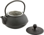 Load image into Gallery viewer, Restaurantware Tetsubin 20 Ounce Cast Iron Teapot 1 Hobnail Iron Teapot - With Strainer Retains Heat Black Cast Iron Japanese Tea Kettle Curved Handle