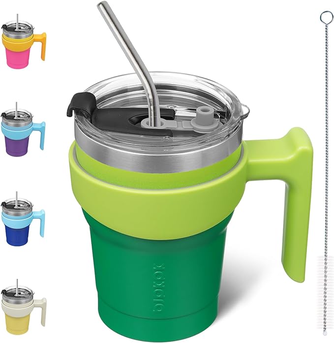 BJPKPK 10 oz Tumbler With Handle And Straw Lid Stainless Steel Travel Mugs Insulated Tumbler Cups,Bamboo Grove