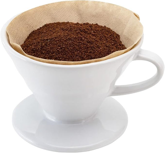Restaurantware Restpresso 17 Ounce Coffee Dripper 1 Reusable Coffee Cone - With Drip Hole Retains Heat White Ceramic Pour Over Coffee Dripper For Home Cafe Or Restaurants