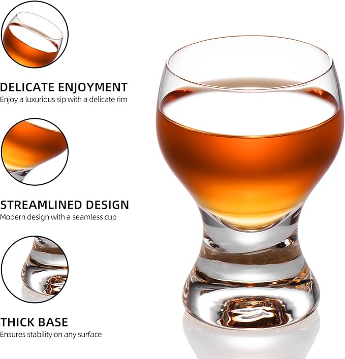 KAMMAK Shot Glasses Set of 2, 60ml/2oz Clear Espresso Shot Glass with Heavy Base for Bar Restaurants Home, Small Whiskey Shot Glass for Vodka, Whiskey, Tequila, Spirits & Liquors