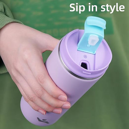 Tumbler with Lid, 16 oz Travel Coffee Mug Double Wall Vacuum Stainless Steel Thermal Metal Cup Insulated Water Bottle,Lavender