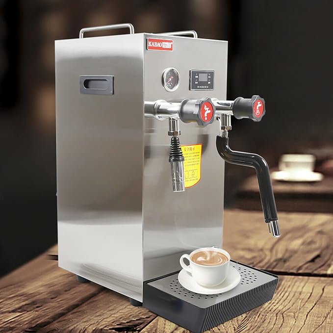 Commercial 2500W Electric 8L Water Boiling Steam Machine, Professional Coffee Milk Foam Steam Milk Bubble Water Boiling Machine LCD Display For Coffee Dessert Shop