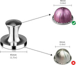 Load image into Gallery viewer, RECAPS Filling Tool Holder Tamper Kit Compatible with Vertuoline Coffee Pods Refill Vertuo Pods Reusable Refillable Coffee Filter(1 Tamper and 1 Holder and 30 Aluminum Foil Lids)