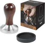 Load image into Gallery viewer, Coffee Tamper Espresso Press with Tamper Mat 304 Stainless Steel Flat Base Wooden Handle for Coffee Grounds Barista Espresso Machines Accessory (51MM)