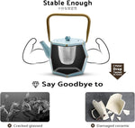 Load image into Gallery viewer, Toptier Cast Iron Teapot, Stovetop Safe Japanese Cast Iron Tea Kettle, Diamond Design Tea Pot with Removable Infuser for Loose Tea, 30 Ounce (900 ml), Blue