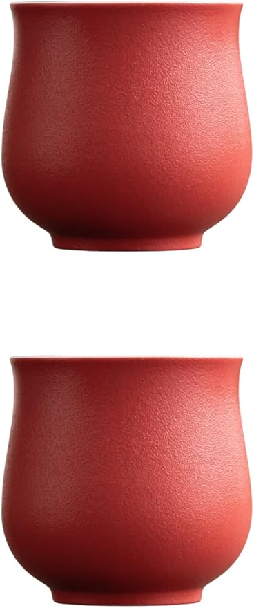 4-Oz Ceramic Espresso Cups Set - Multi-Color, Handle-Free Design for Home & Cafe | Dishwasher-Safe Stoneware Cups (red, 2)