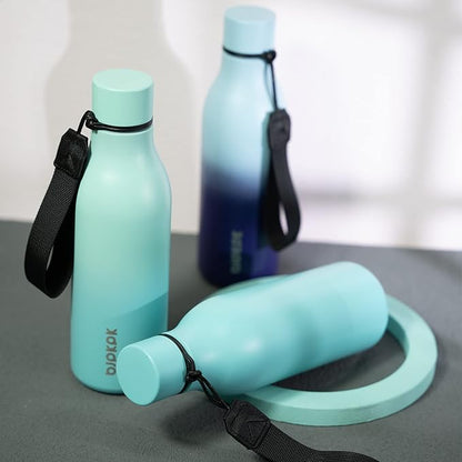 BJPKPK Insulated Water Bottles, 18 oz Stainless Steel Metal Water Bottle with Strap, BPA Free Leak Proof Jugs, Mugs, Flasks, Reusable Thermal Flasks for Sports & Travel, Mint