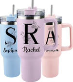 Load image into Gallery viewer, Personalized 40 Oz Tumbler with Handle and Straw, Custom Cup with Name &amp; Birth Flower, Stainless Steel Travel Coffee Tumbler,Personalized Christmas Birthday Gifts for Women, Teen Girls