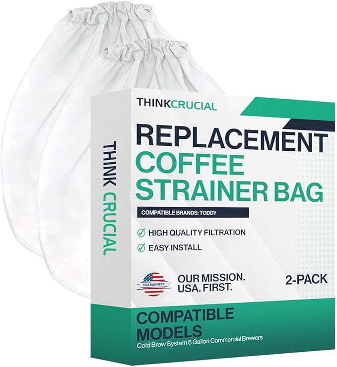 Think Crucial Replacement Strainer Bag Compatible With Toddy« Cold Brew System 5 Gallon Commercial Brewers, Washable & Reusable (2 Pack)
