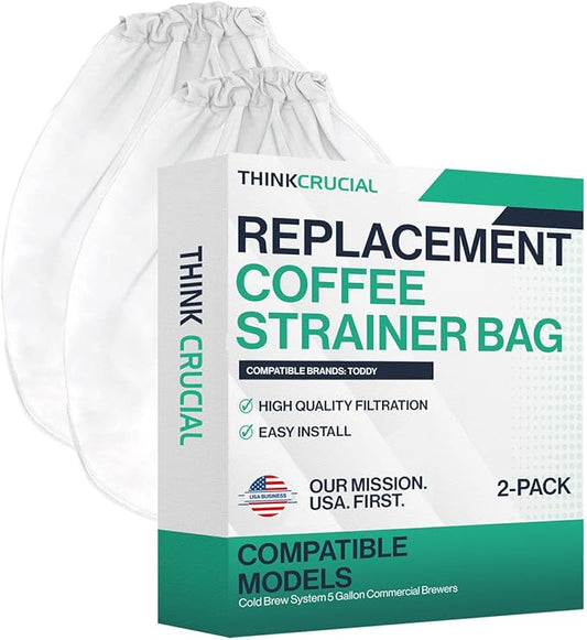 Think Crucial Replacement Strainer Bag Compatible With Toddy« Cold Brew System 5 Gallon Commercial Brewers, Washable & Reusable (2 Pack)
