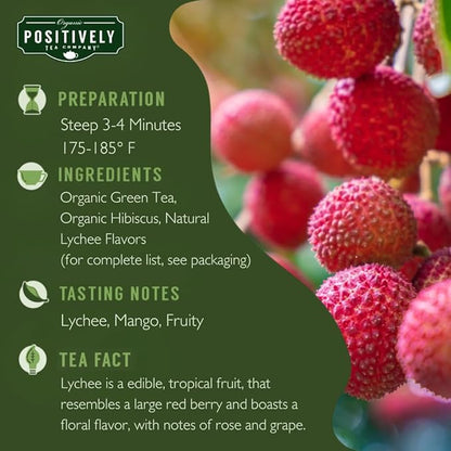 Organic Positively Tea Company, Lychee Green Tea, Loose Leaf, 16 Ounce