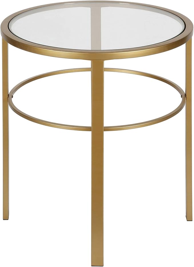 Henn&Hart 20" Wide Round Side Table in Brass, Table for Living Room, Bedroom
