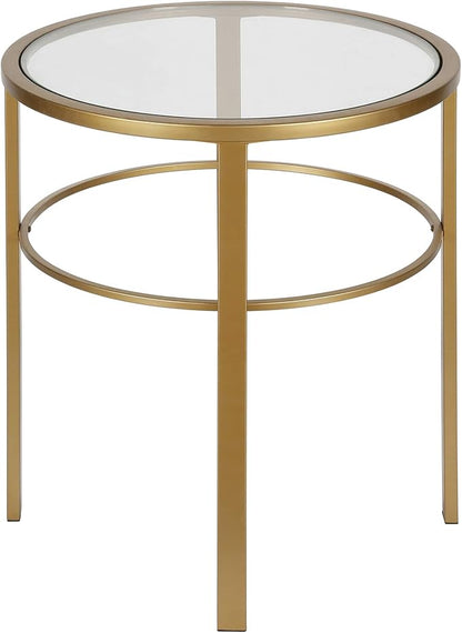 Henn&Hart 20" Wide Round Side Table in Brass, Table for Living Room, Bedroom