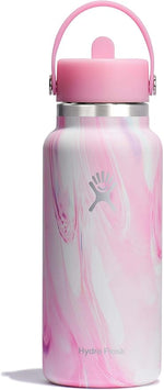 Load image into Gallery viewer, Hydro Flask Water Bottle - Insulated Stainless Steel - Wide Mouth Flex Straw Lid, Non Spill, Leakproof and Refillable in 32 Oz Jelly Pink