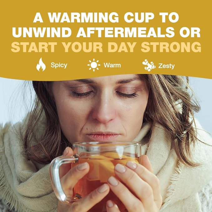 HANDPICK, Organic Ginger Tea Bags (100 Herbal Tea Bags), Authentic Indian Origin, Caffeine Free & 100% Pure Ginger Root |Soothing & Spicy Blend | Round Eco Conscious Teabags