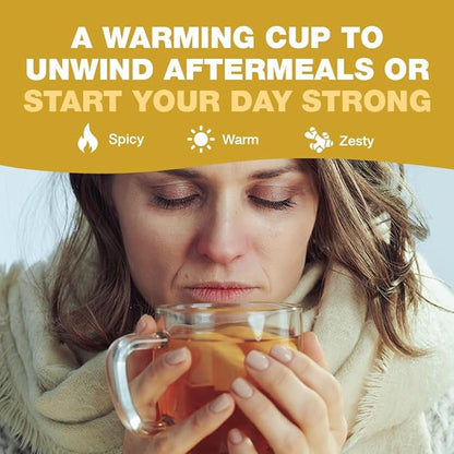 HANDPICK, Organic Ginger Tea Bags (100 Herbal Tea Bags), Authentic Indian Origin, Caffeine Free & 100% Pure Ginger Root |Soothing & Spicy Blend | Round Eco Conscious Teabags