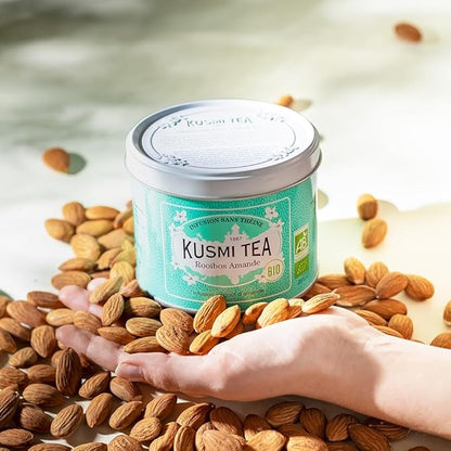 Kusmi Tea - Almond Rooibos - Organic Blend of Rooibos Tea & Almond Flavor - Caffeine Free Herbal Tea - Loose Leaf Tea - Tin Box of 3.5 oz - Quantity for about 50 cups