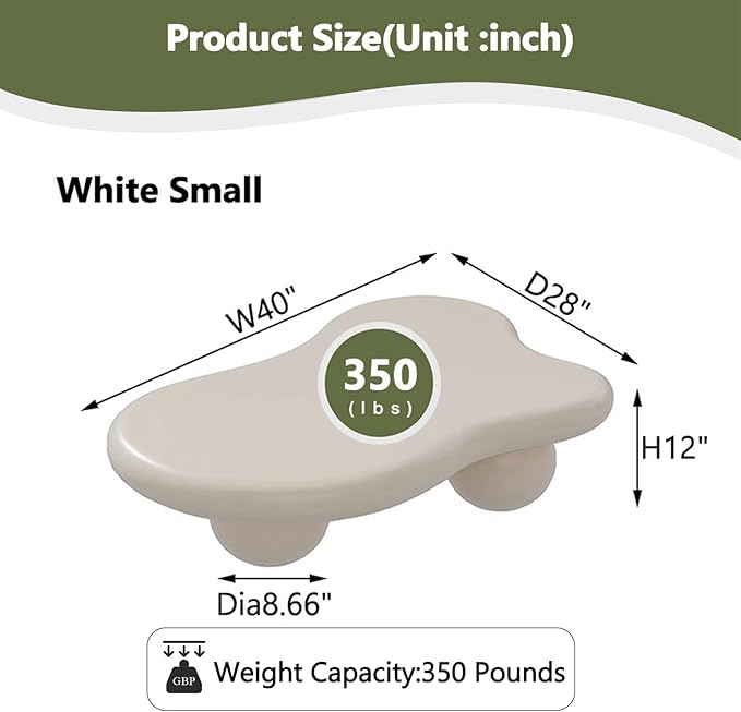 Cloud Coffee Table for Living Room with Round Corners Modern Style Center Table with 3 Ball-Shaped Legs Wood Tea Table for Small Space Apartment Easy Assembly (White W40 * D28 * H12inch)